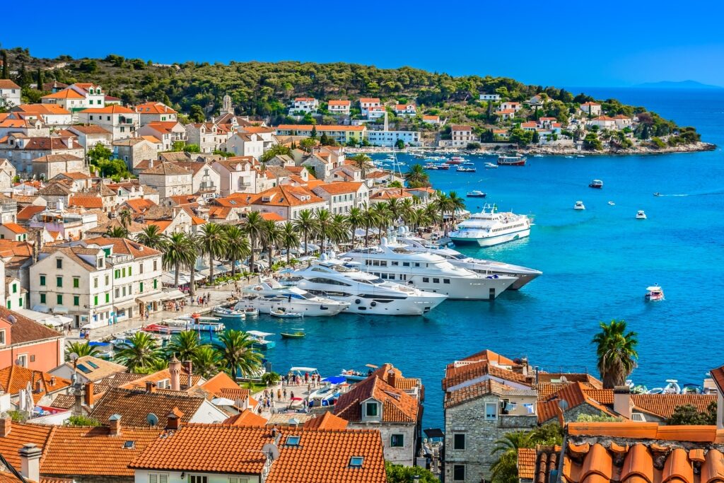 Busy waterfront of Hvar