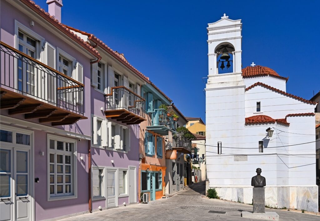 Street view of Church of Agios Spyridon, Nafplio