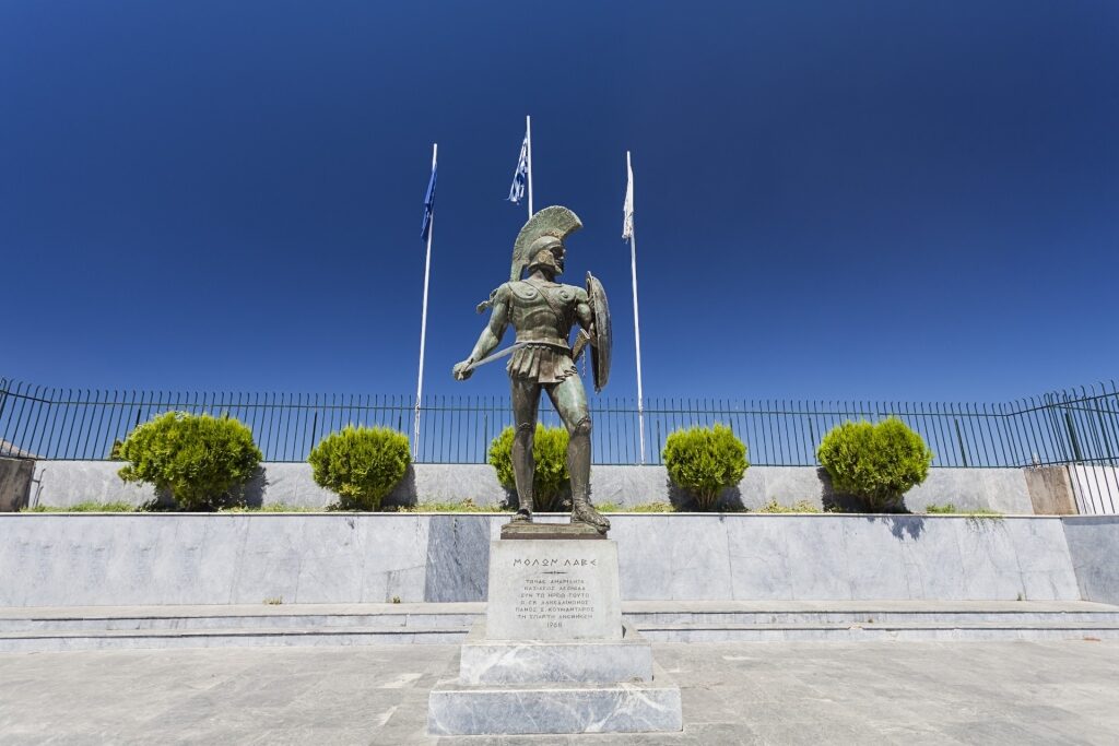 View of King Leonidas Statue, Sparta