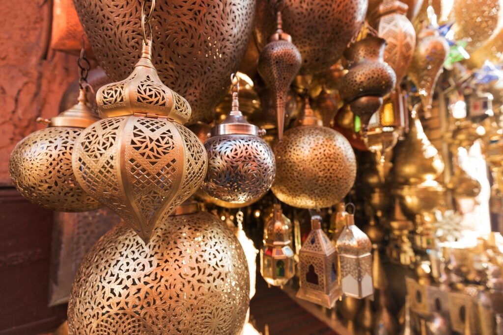 Moroccan souvenirs at a market in Casablanca