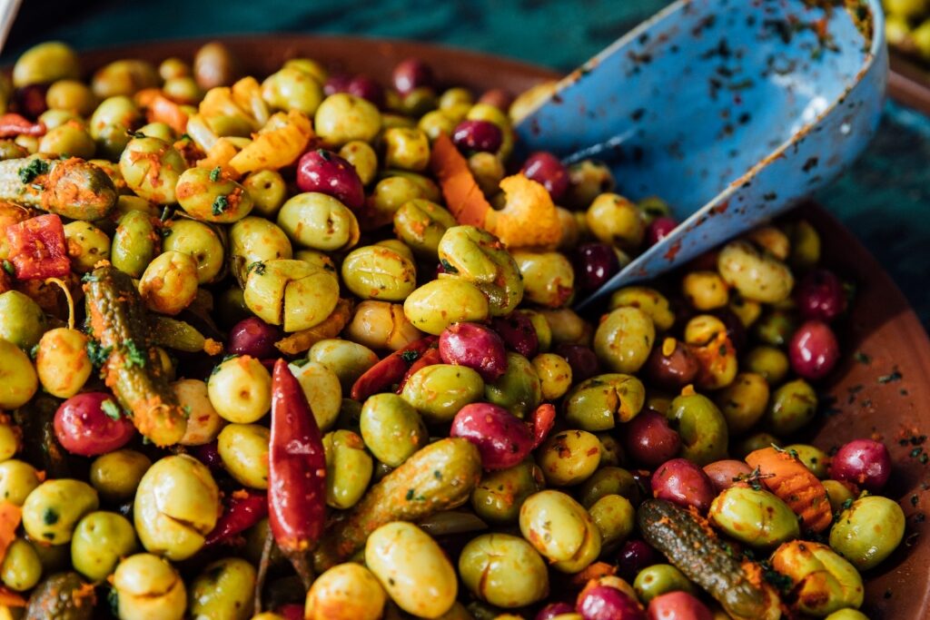 Olives at a market in Casablanca