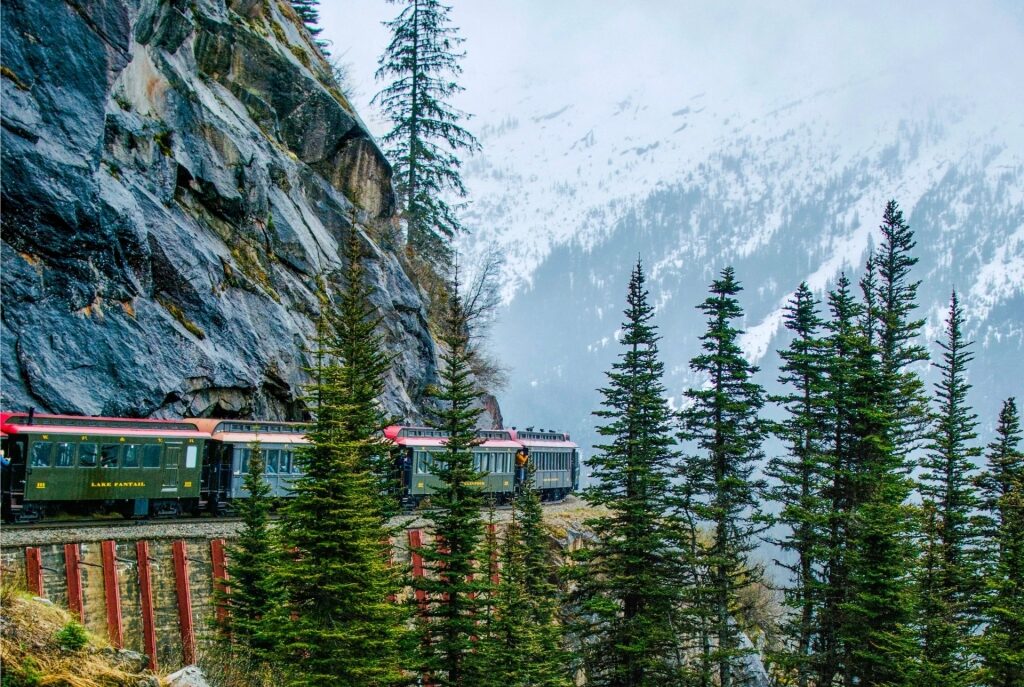 View of White Pass & Yukon Route Railway in Skagway, Alaska