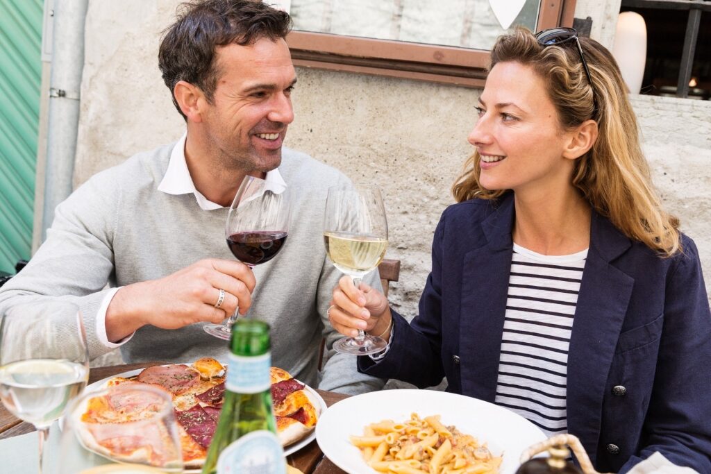 Couple trying out Estonian food