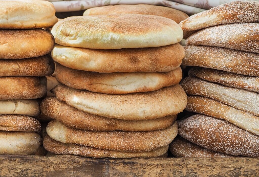 Freshly made khobz in Morocco