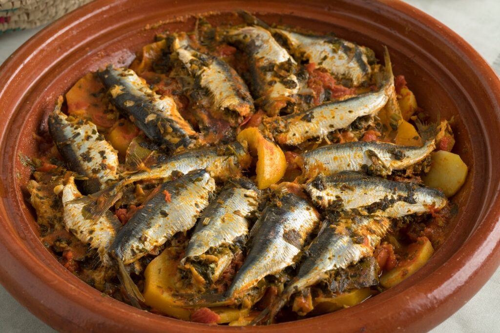 Savory sardines mchermel in a tajine