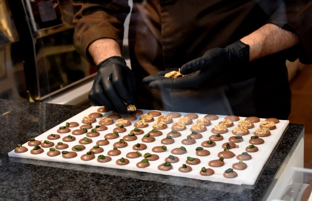 Chocolate pralines in Belgium