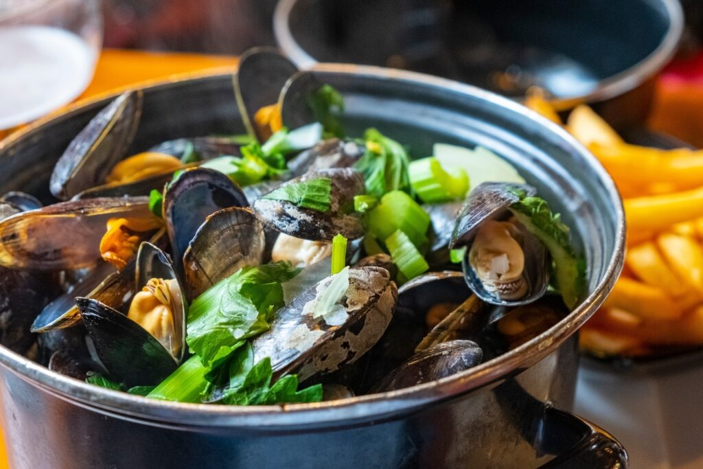 Mussels on a platter