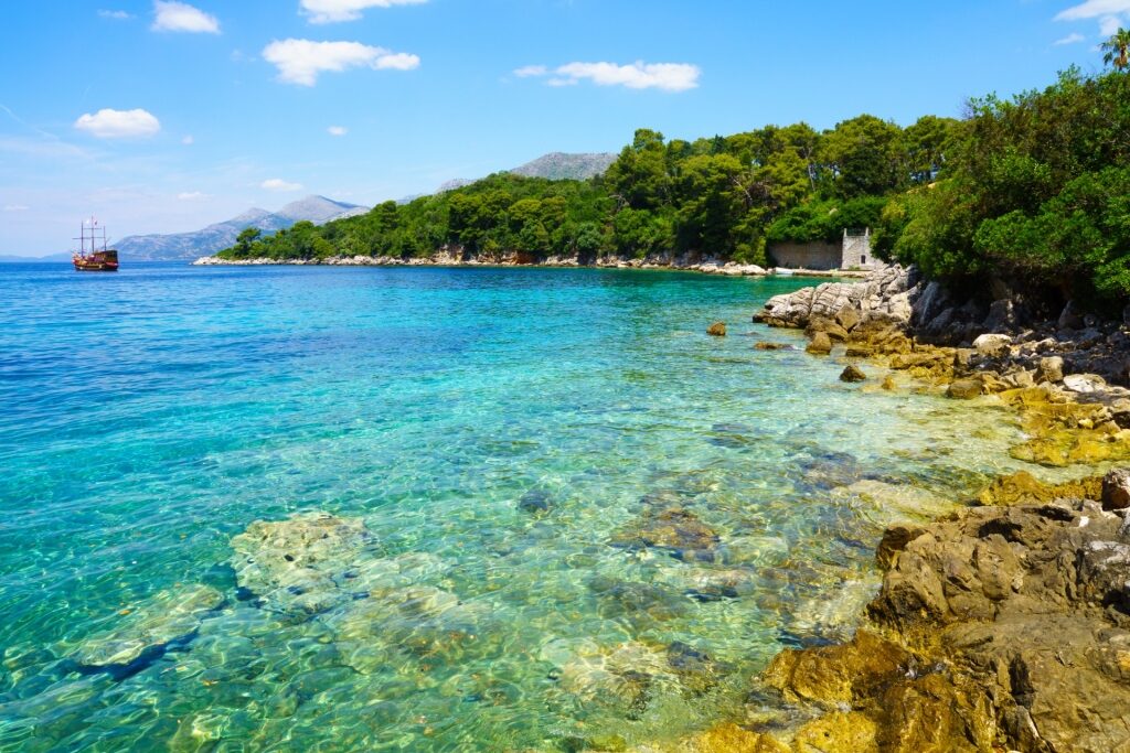 Clear water of Koločep Island Beaches, Dubrovnik