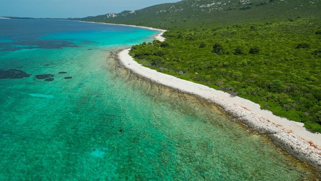 Aerial view of Sakarun Beach, Dugi Otok Island