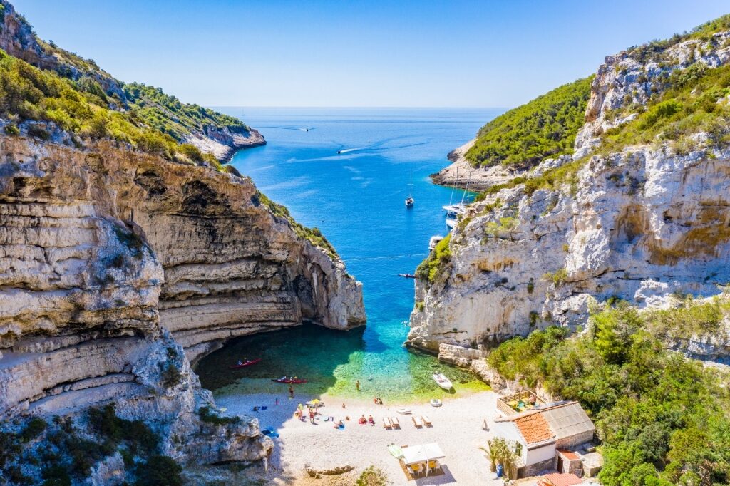 Stiniva Beach, Vis Island, one of the best beaches in Croatia