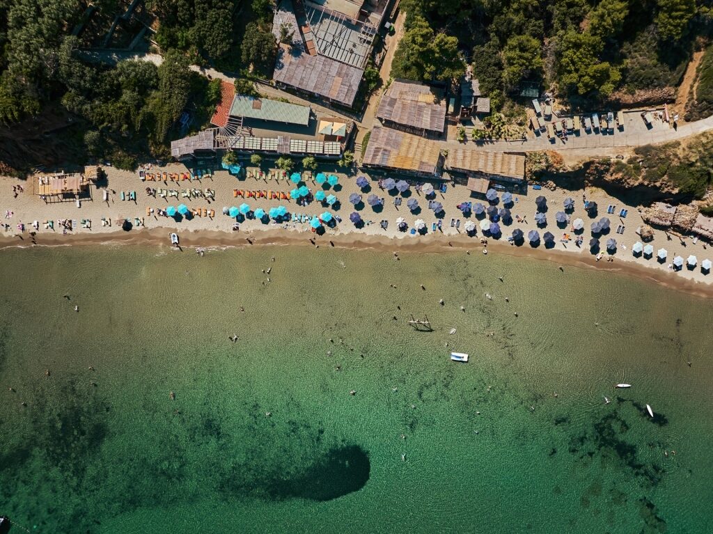 Bird's eye view of Šunj Beach, Lopud Island