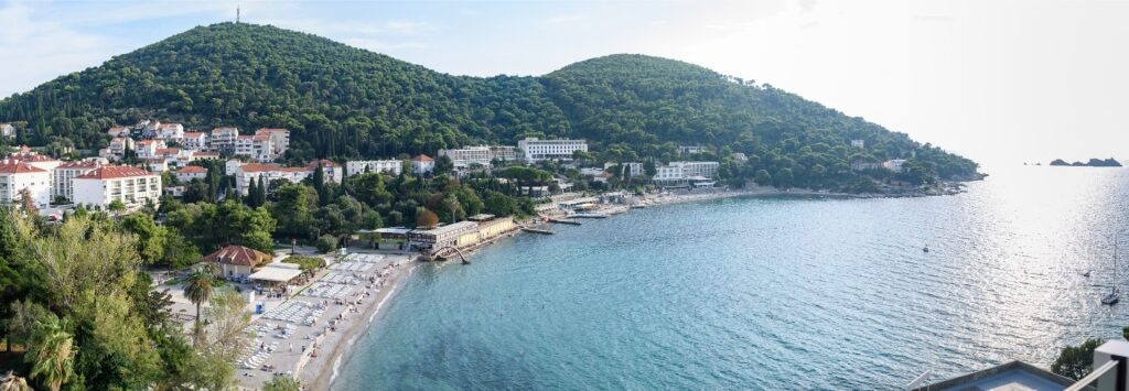 Aerial view of Uvala Lapad Beach, Dubrovnik