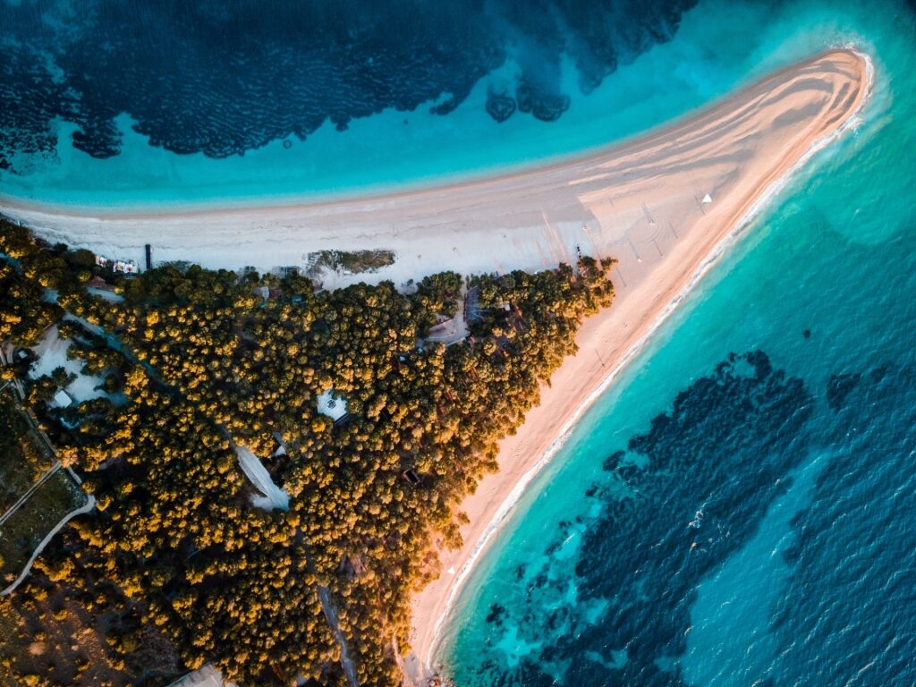 Unique shape of Zlatni Rat, Brač Island