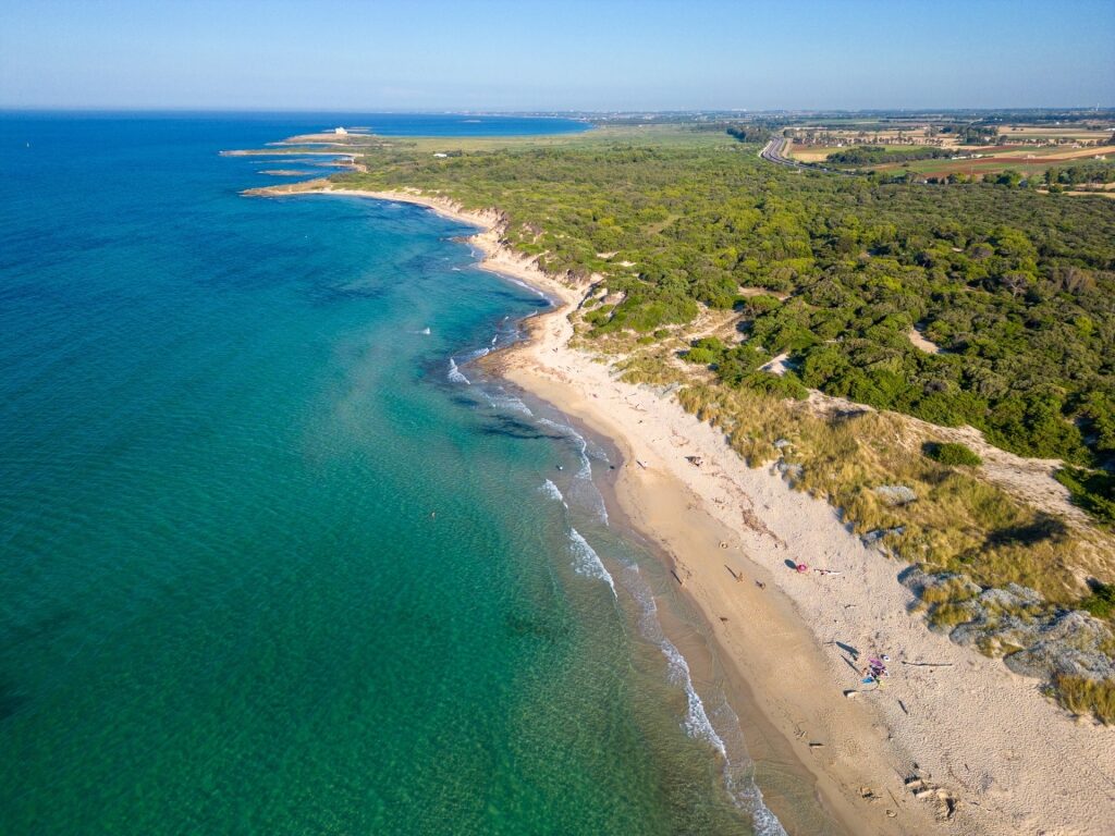 Long strip of sand in Spiaggia Torre Guaceto, Brindisi