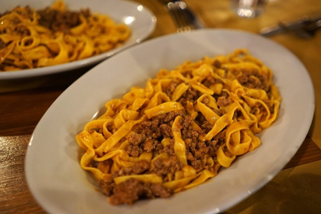 Plate of tagliatelle al Ragu