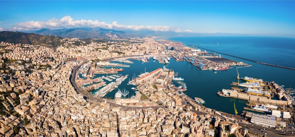 Aerial view of Genoa port