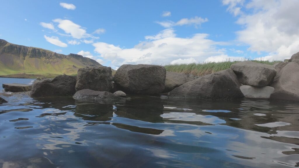 Clear water of Hvammsvik Hot Springs