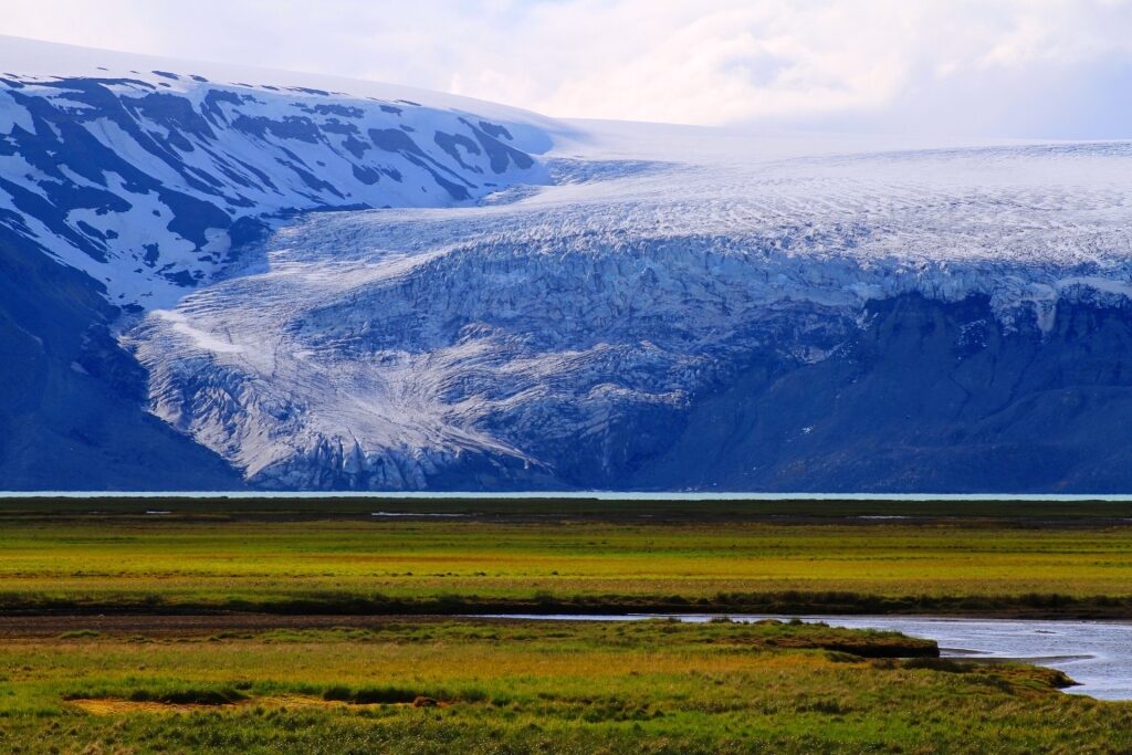 Icy landscape of Langjokull Glacier