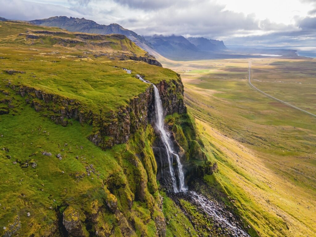 Scenic landscape of Bjarnarfoss