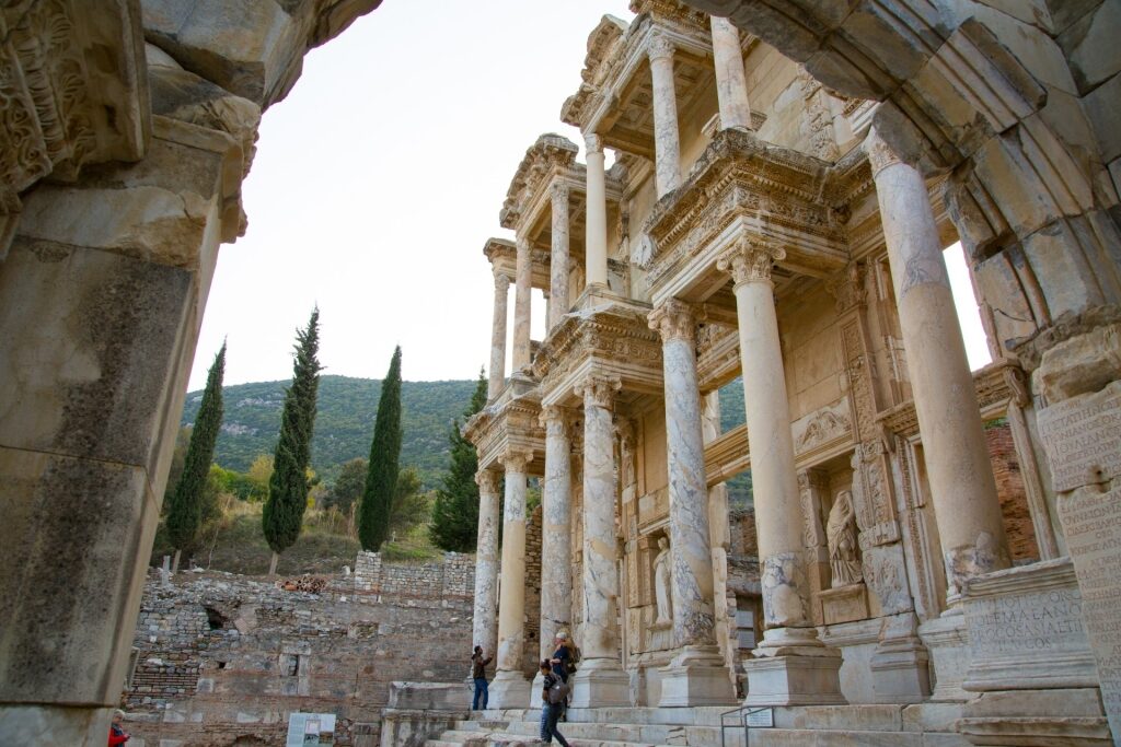 Historic site of the Library of Celsus in Ephesus, Turkey