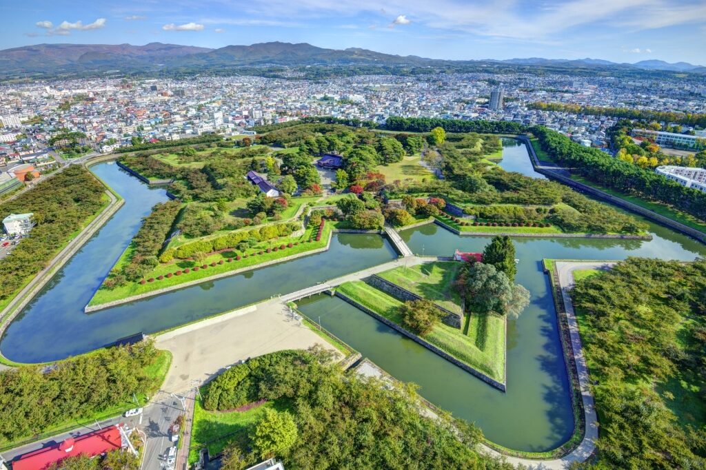 Lush landscape of Goryokaku Fort, Hakodate