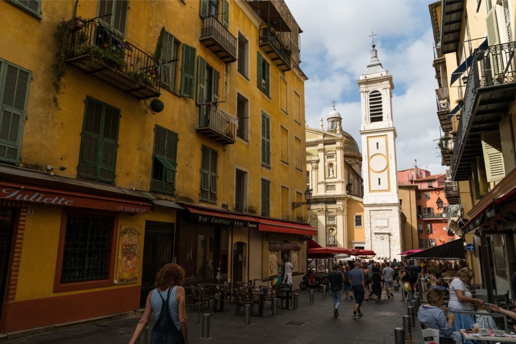 Street view of the Old Town in Nice, France