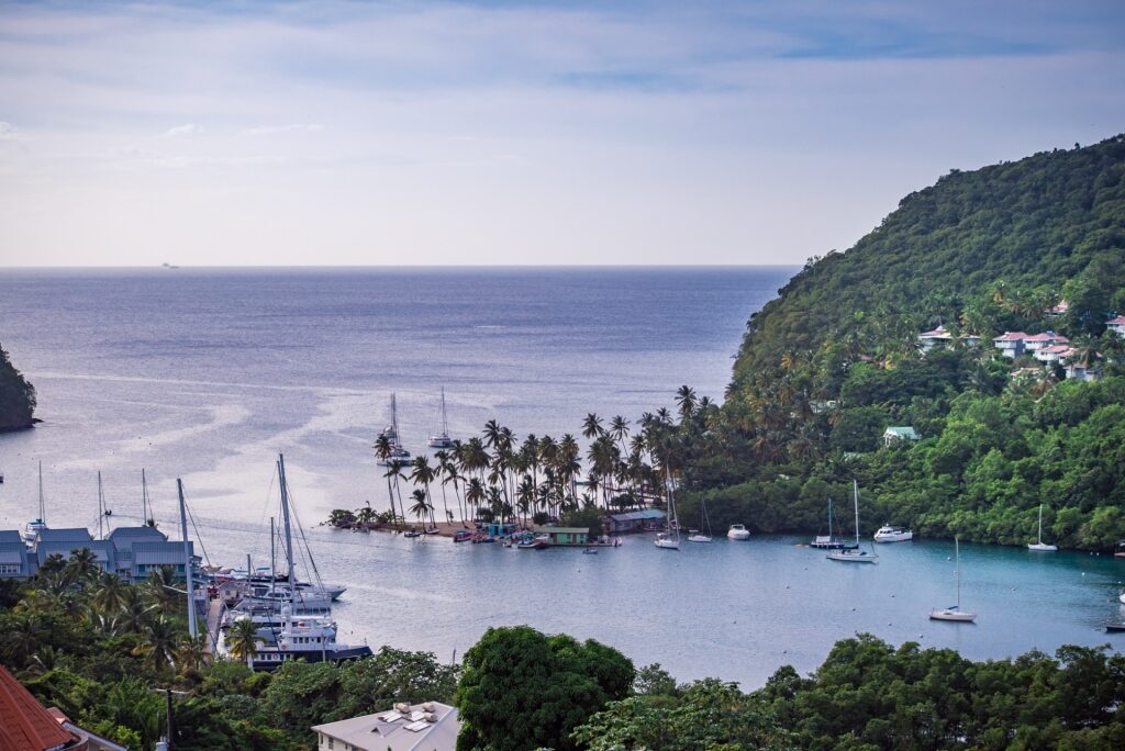 Aerial view of Marigot Bay