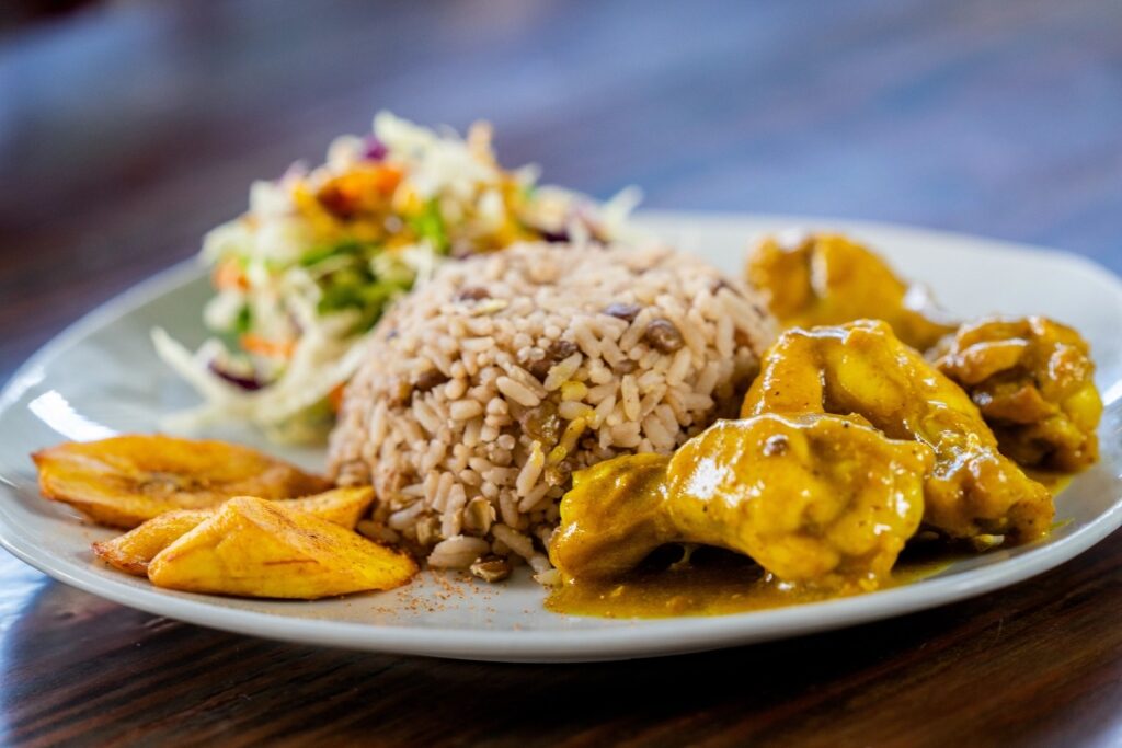 Bajan food on a plate