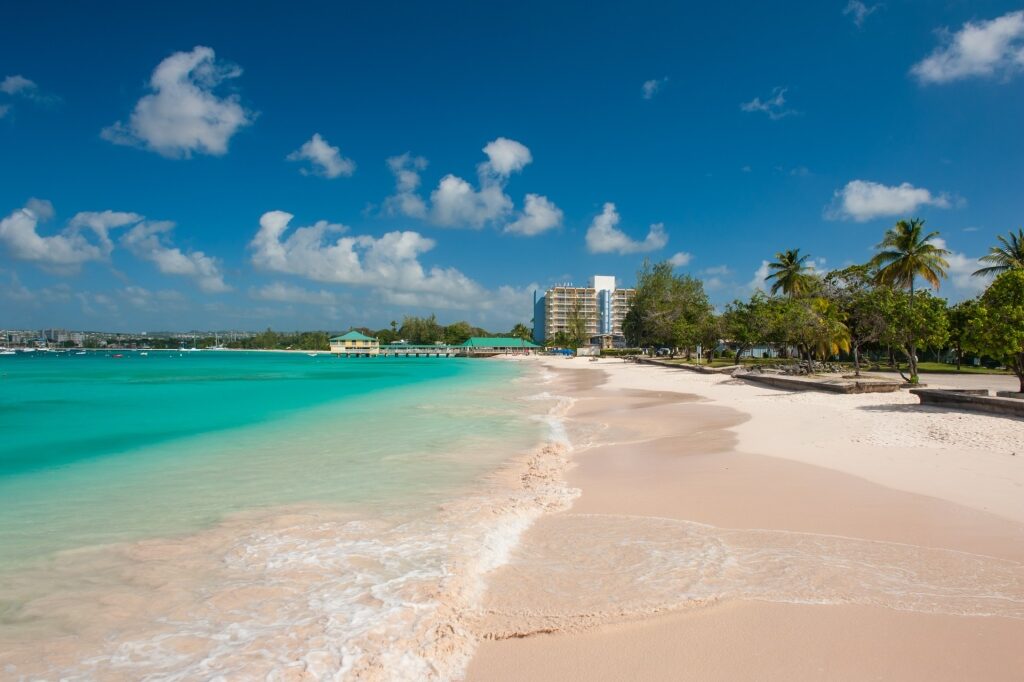 Fine sands and clear water of Pebbles Beach