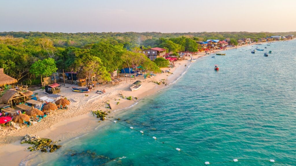 Aerial view of a beach near Cartagena, Colombia