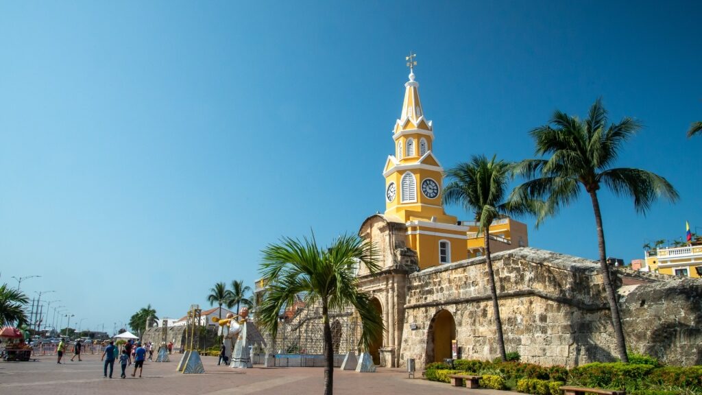 Street view of the Old Town in Cartagena, Colombia