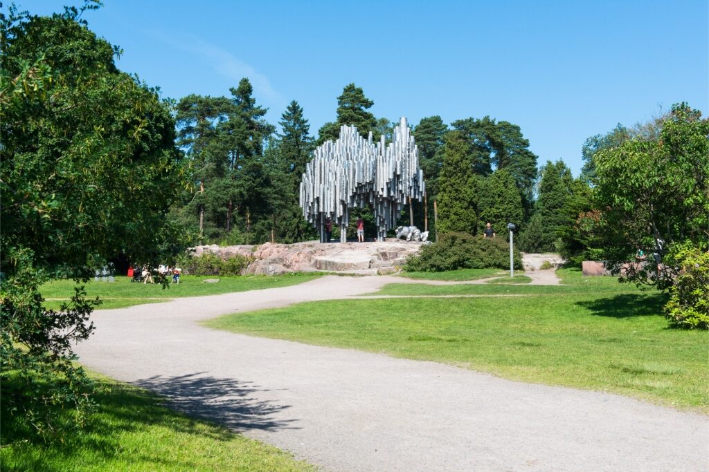 Lush landscape surrounding Sibelius Monument, Helsinki