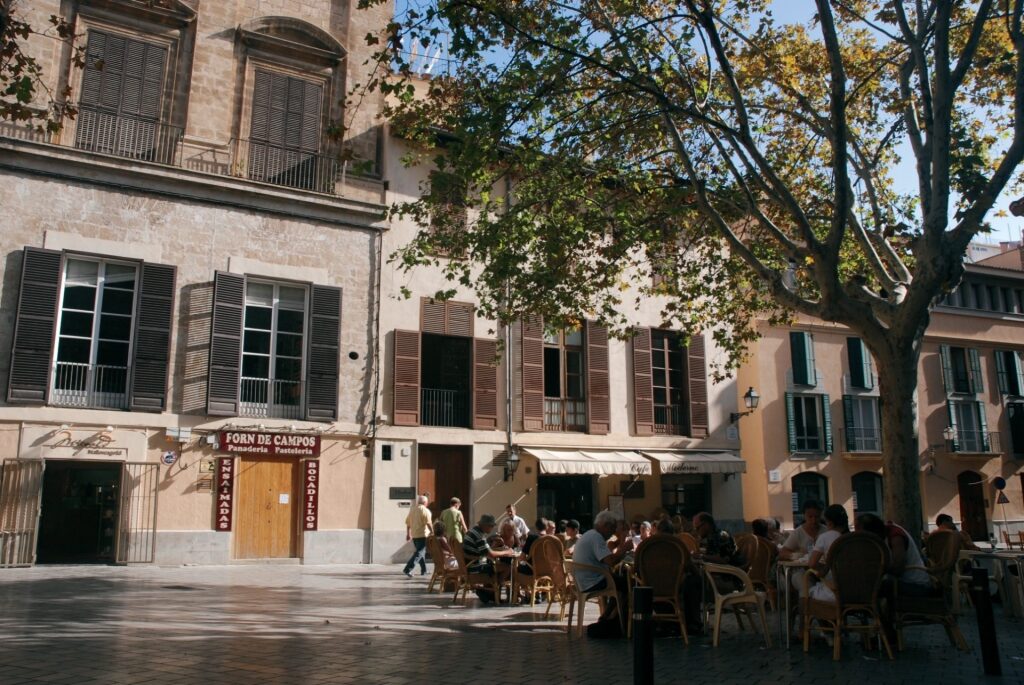 Street view of a cafe in Palma de Mallorca