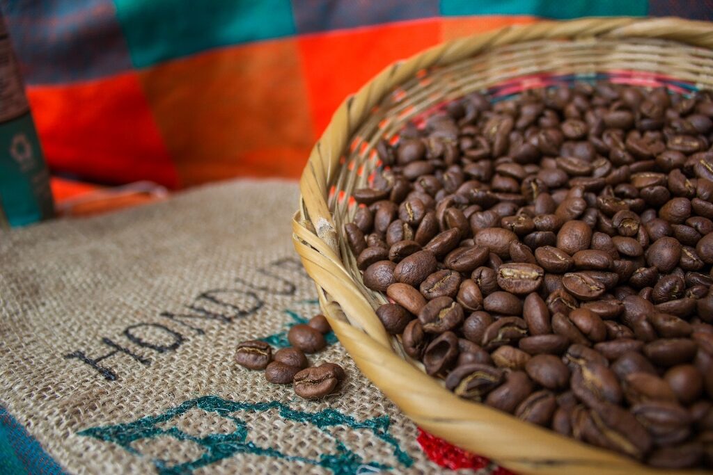 Honduran coffee beans in a basket