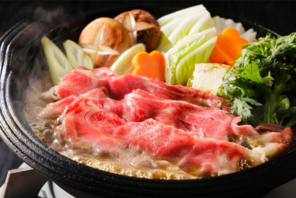 Warm bowl of sukiyaki