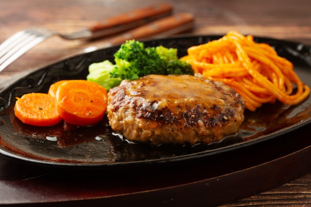 Hamburger steak on a plate