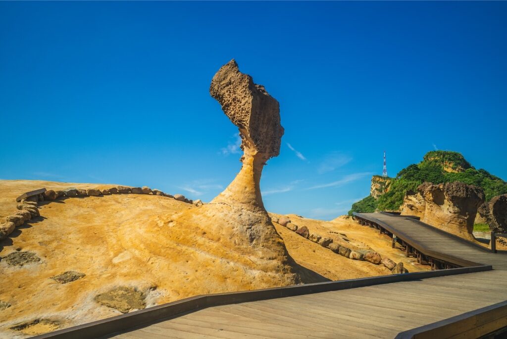 Unique rock formations in Yehliu Geopark in Taipei, Taiwan