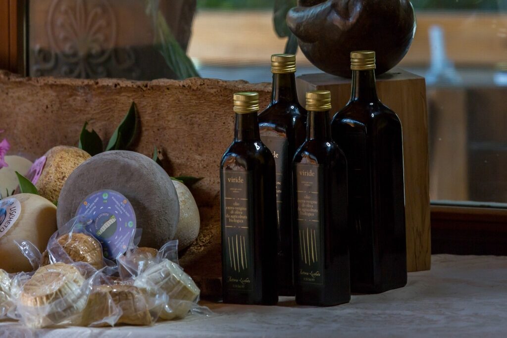 Extra-virgin olive oil at a store in Italy