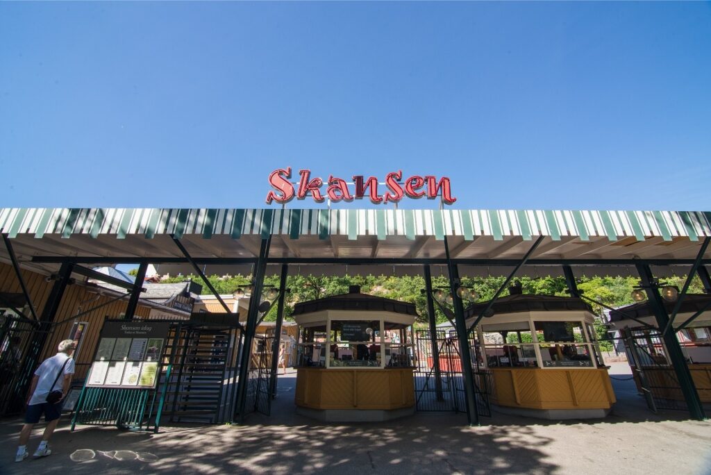 Street view of the historic Skansen