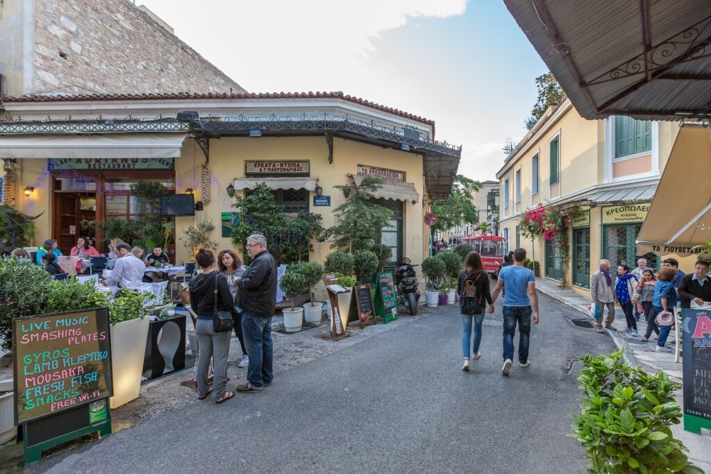 Street view of Plaka, Athens