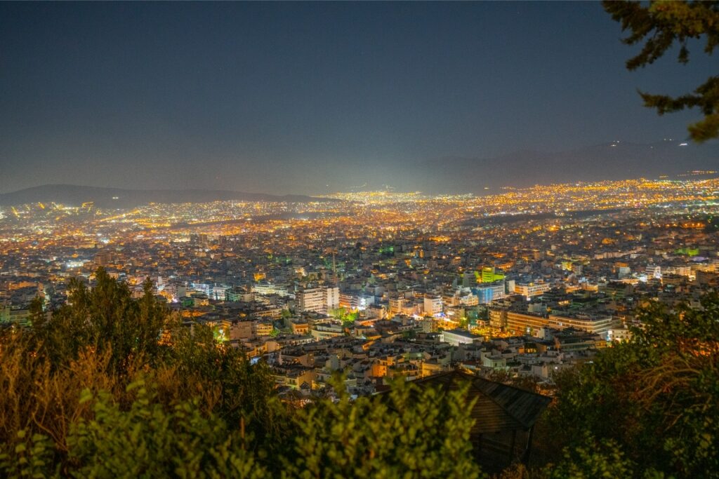 Beautiful cityscape of Athens at night