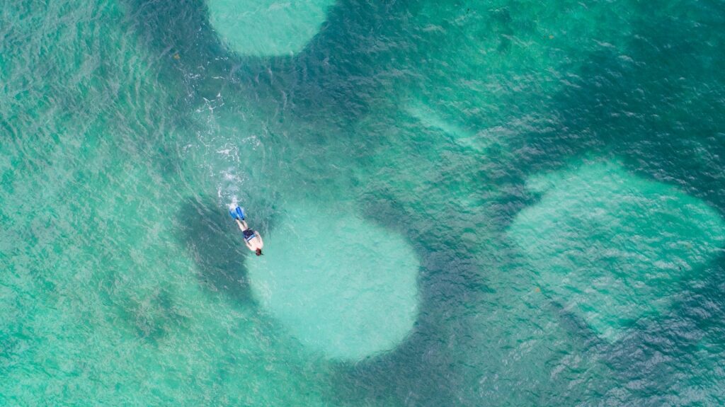 Person snorkeling in the Bahamas