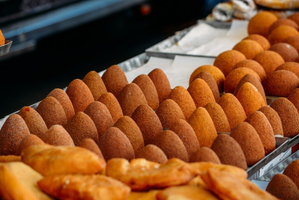 Arancini at a market in Sicily