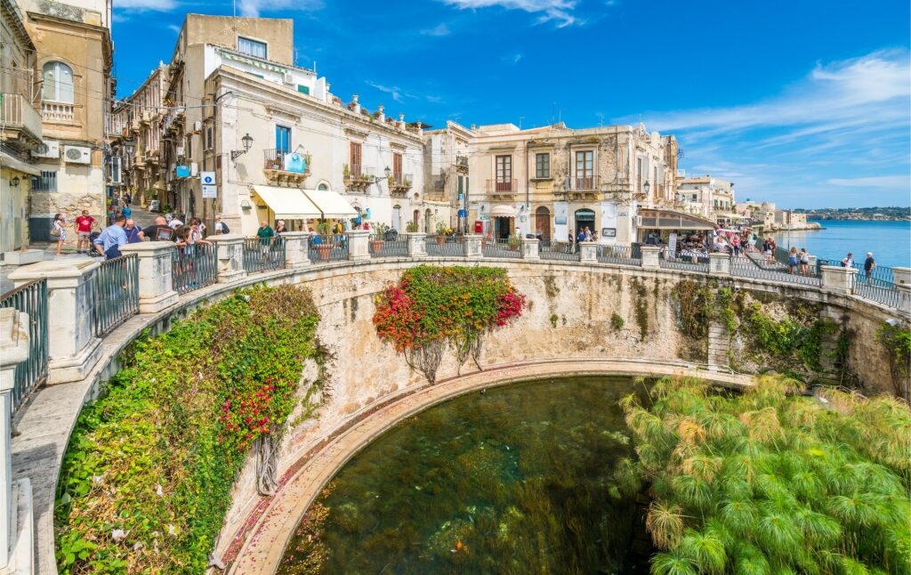 Historic Fountain of Arethusa in Ortigia, Syracuse