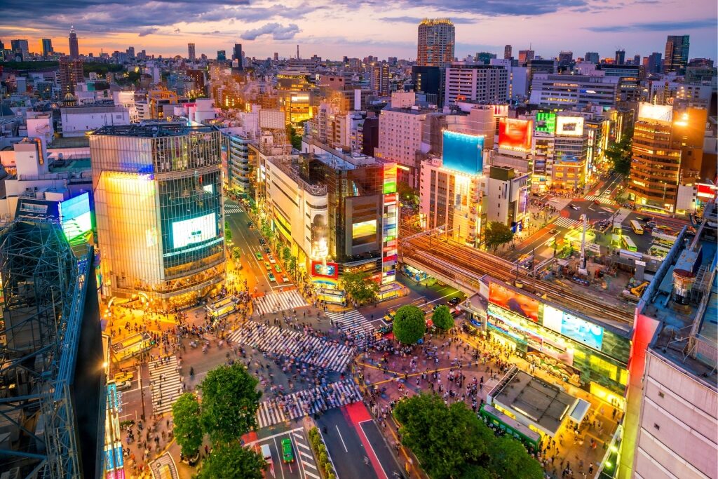 Aerial view of Shibuya Crossing