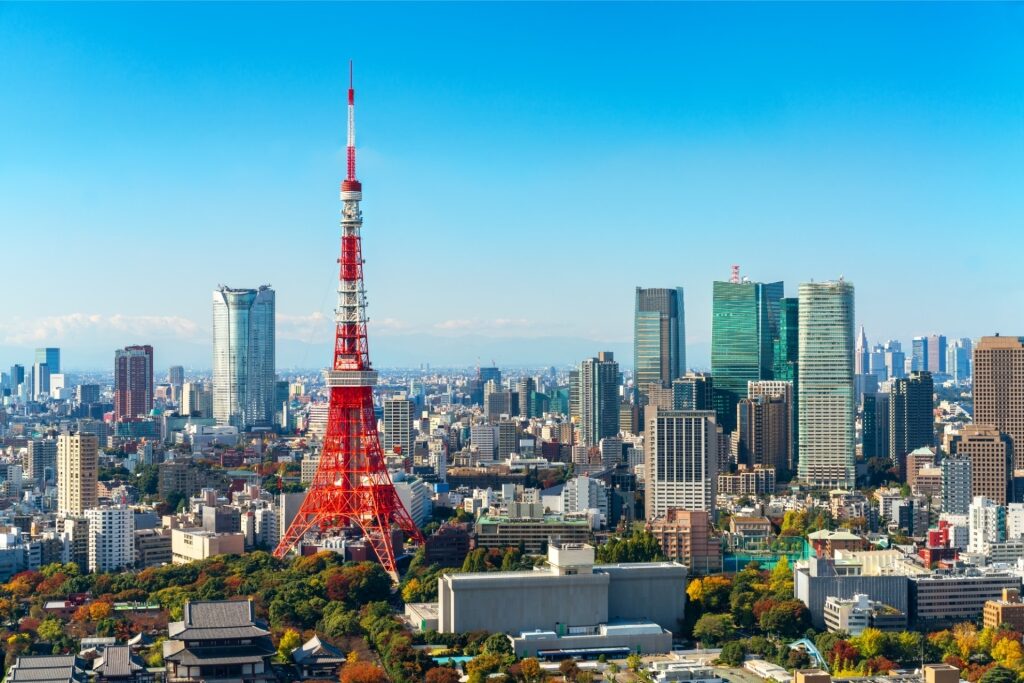 Japan skyline with view of the Tokyo Tower