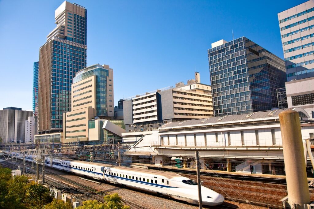 Shinkansen bullet train in Tokyo