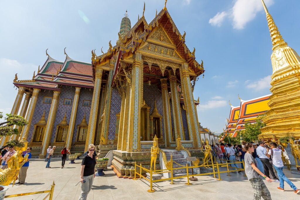 Unique facade of Wat Phra Kaew in Bangkok, Thailand