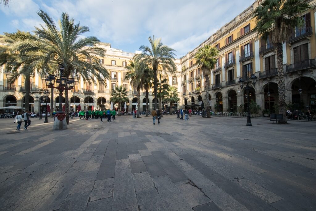 Street view of Gothic Quarter in Barcelona, Spain