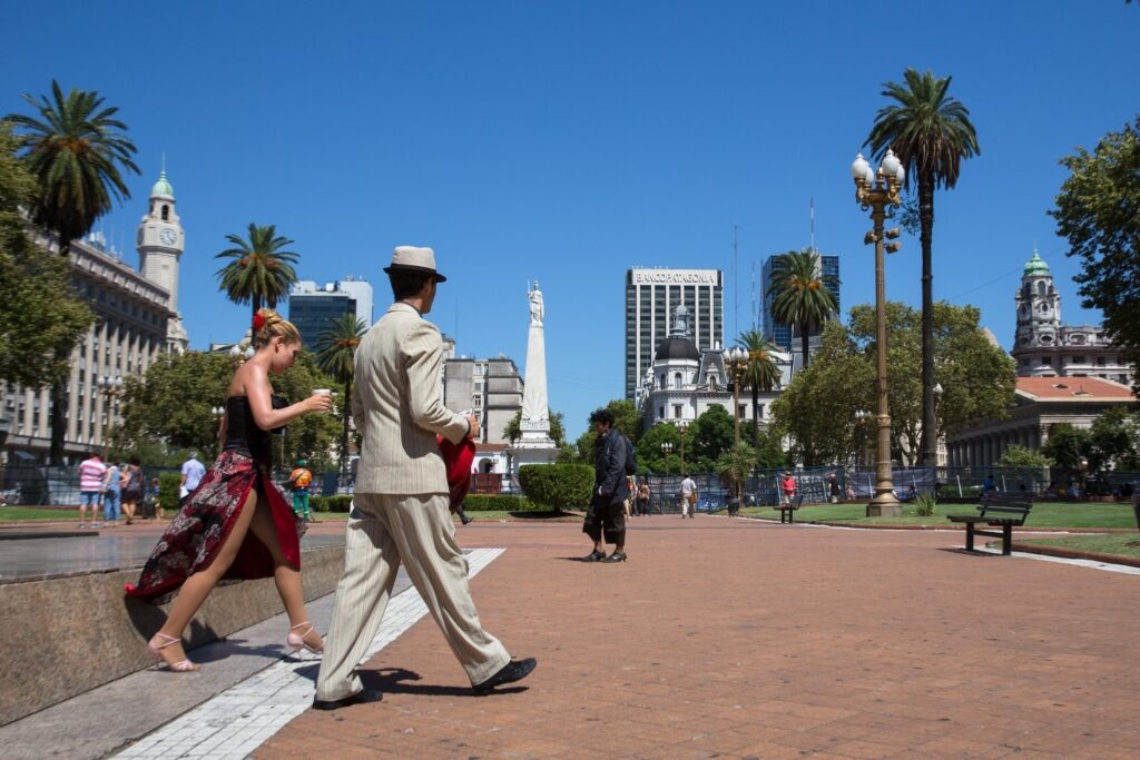 Street view of Plaza de Mayo in Buenos Aires, Argentina